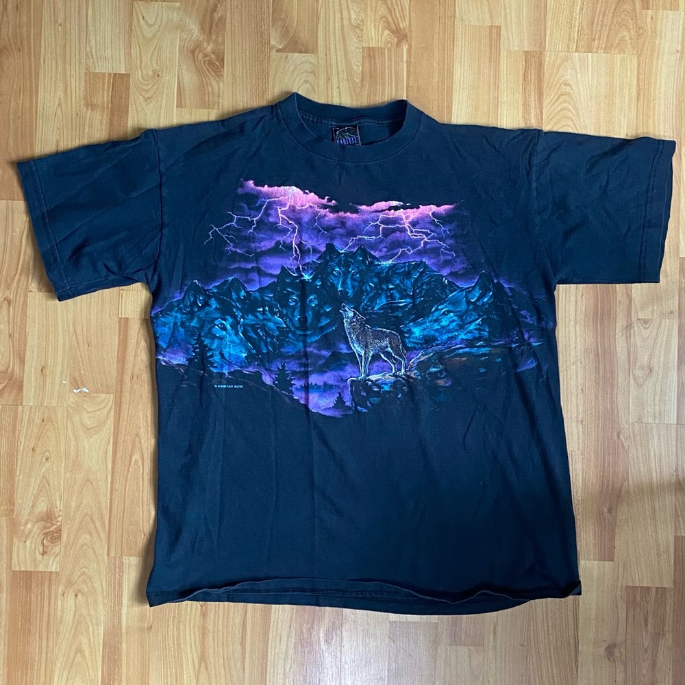 VINTAGE Habitat Black and Purple Graphic Tee